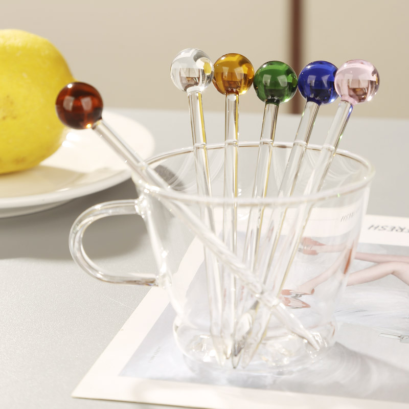 明尚德调酒叉六只装一笑一尘缘家用螺旋长柄精致网红可爱透明创意