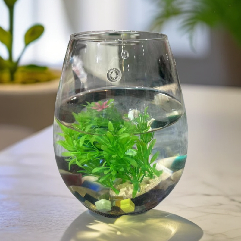 明尚德水滴花瓶高硼硅玻璃手工高档家用单层隔热轻奢透明