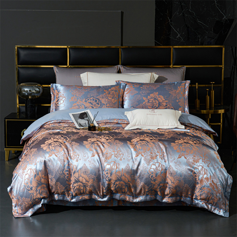 蓝色妖姬-轻奢磨毛提花床上四件套