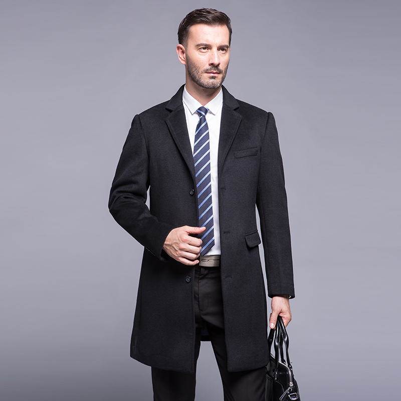 男士毛呢大衣男风衣纯色净版外套男过年穿西服外面穿的051701