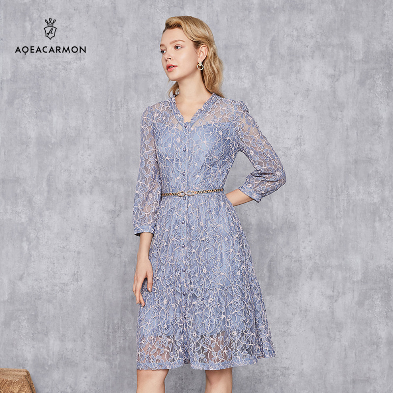 雅格上美 秋季女士连衣裙 A21QF69D19 配腰带A21QF99D19