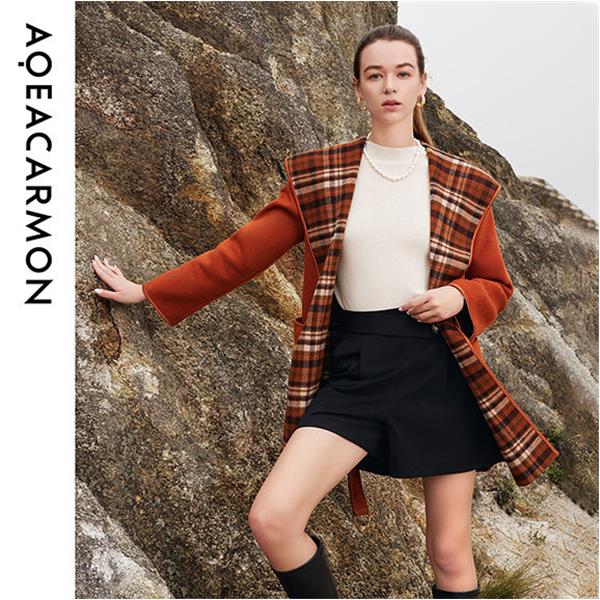 雅格上美 冬季女士双面可穿毛呢大衣 A23DF28J14