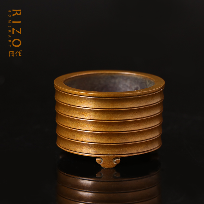 庆松堂苏工名家胡庆松制小竹节线香炉 铜香炉