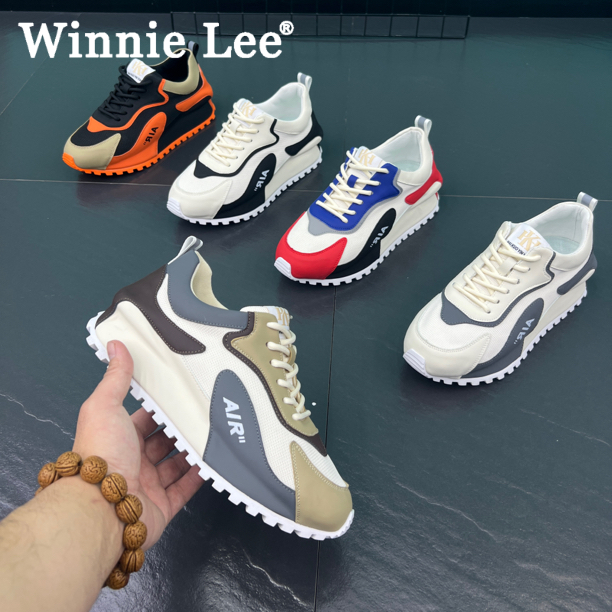 Winnie Lee高端男士休闲百搭潮鞋厚底系带时尚舒适帅气高品质男鞋