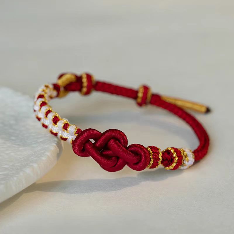 非金属树脂手链 桃花如意结手绳手工编织红绳手链半成品穿DIY配件