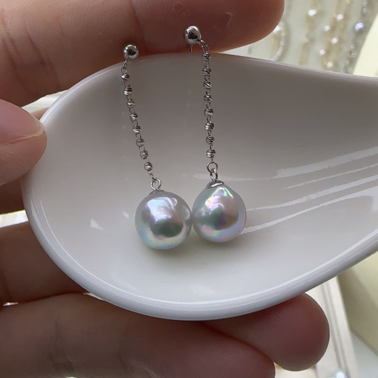 【闪购商品】海水珍珠耳饰18K金镶嵌d真多麻巴洛克耳线