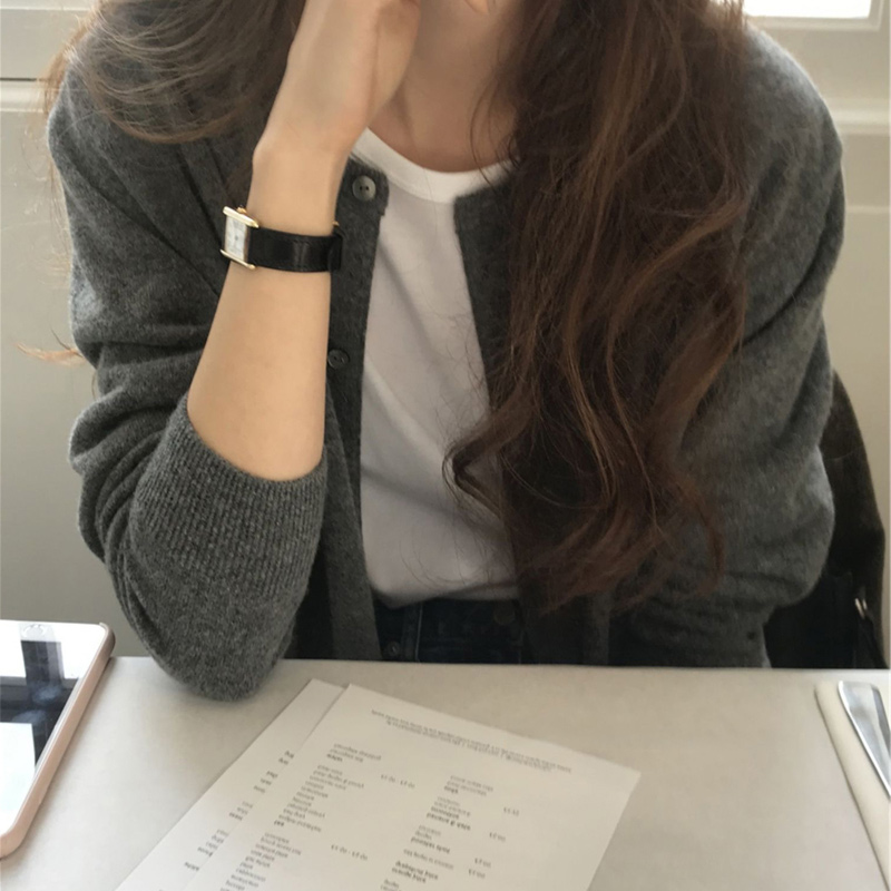 外穿百搭灰色毛衣外套2023秋冬新款女高端洋气宽松慵懒风针织开衫