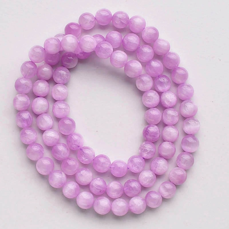 基地质检 紫锂辉色标级紫猫眼圆珠K6+三圈珠串 LG1530 多样发一件