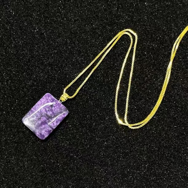 帝王紫舒俱来方牌吊坠18K厚金  LG1628