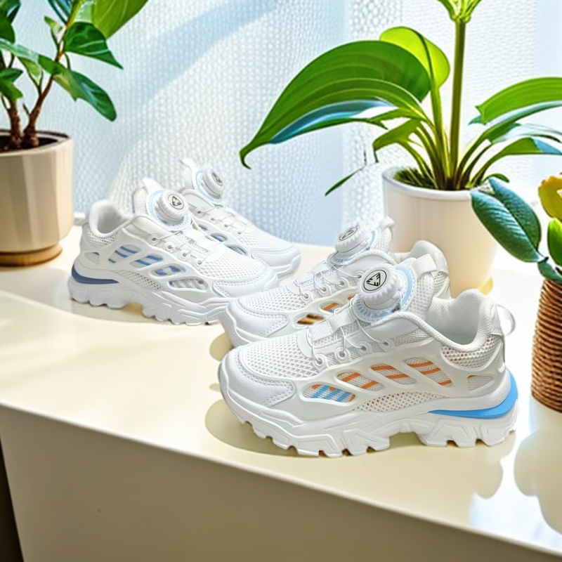 Warrior/回力0240秋季款双网旋钮扣老爹鞋儿童软底透气运动鞋F-13