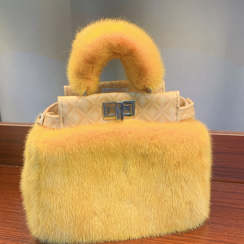 进口水貂毛小猫包休闲时尚潮流百搭款手提斜挎baobai