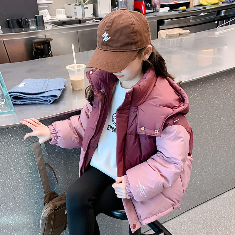 棉服洋气男童女童冬装棉服2023新款童装小女孩面包服加厚棉衣中大