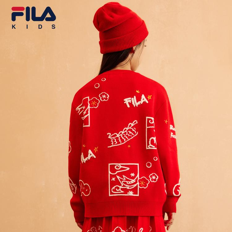 Fila/斐乐【龙年限定】中大童女生亲子通针织开衫卫衣K12G414402F