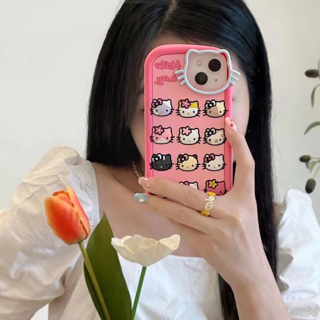 KT猫镜头多个KT猫头像iPhone15苹果12适用13/14pro max手机壳套11