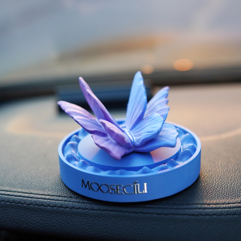 蓝紫色蝴蝶汽车载中控台摆件香薰水氛饰品车内扩香石礼物家居工艺