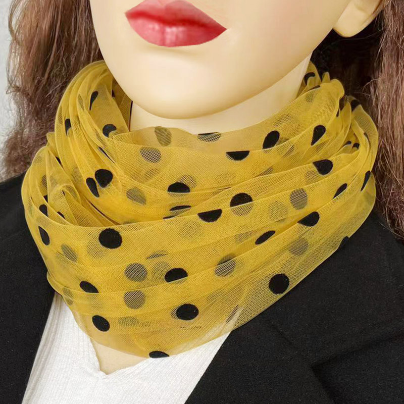 套头小围脖女士秋冬季波点丝巾防晒护颈椎脖套薄款时尚洋气围巾夏
