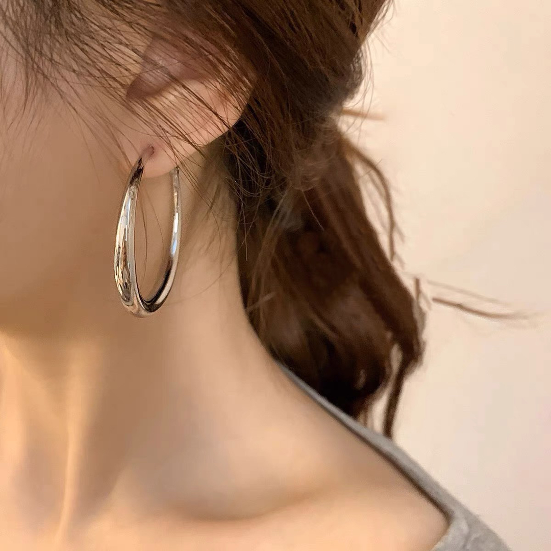 铜合金耳饰 摇摆无耳洞大圈冷淡风质感夸张蚊香盘耳夹显脸小气质