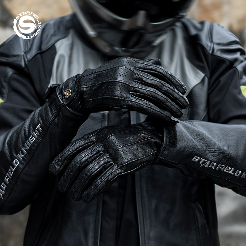 星空骑士机车摩托车骑行复古透气四季触屏摩托车手套老钱风560