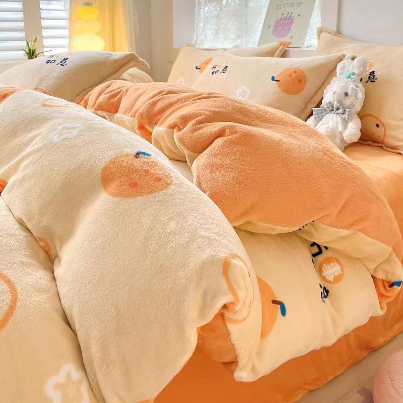 （101-200）孤品牛奶绒单被套200cmX230cm尺寸加绒绒被简约清新四季