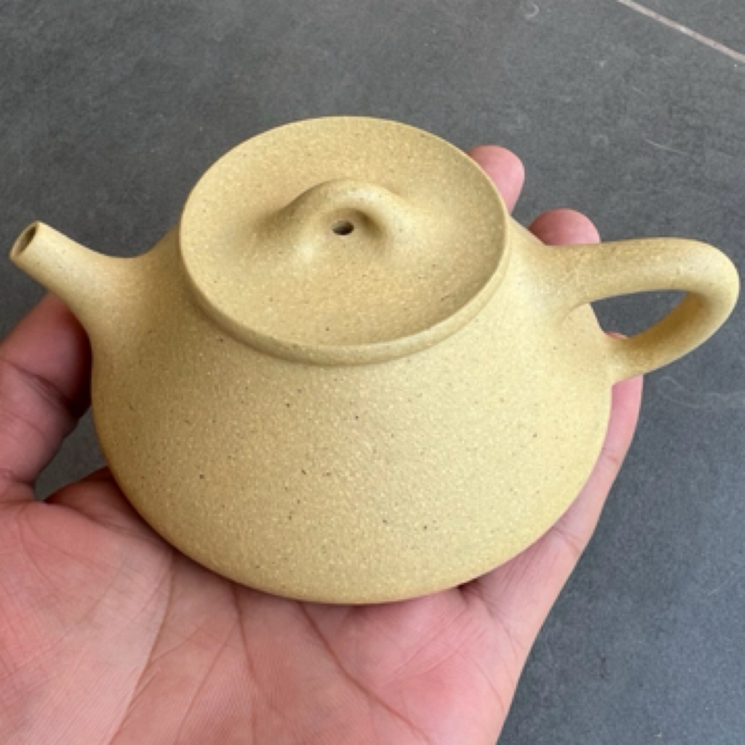 宜兴原矿紫砂壶本山绿泥文瓢小容量内推泥壶本绿手制宽口黄段泥