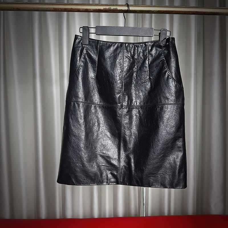 2025春秋冬爆款女装海宁短裙一步裙修身包臀裙油蜡牛皮裙子