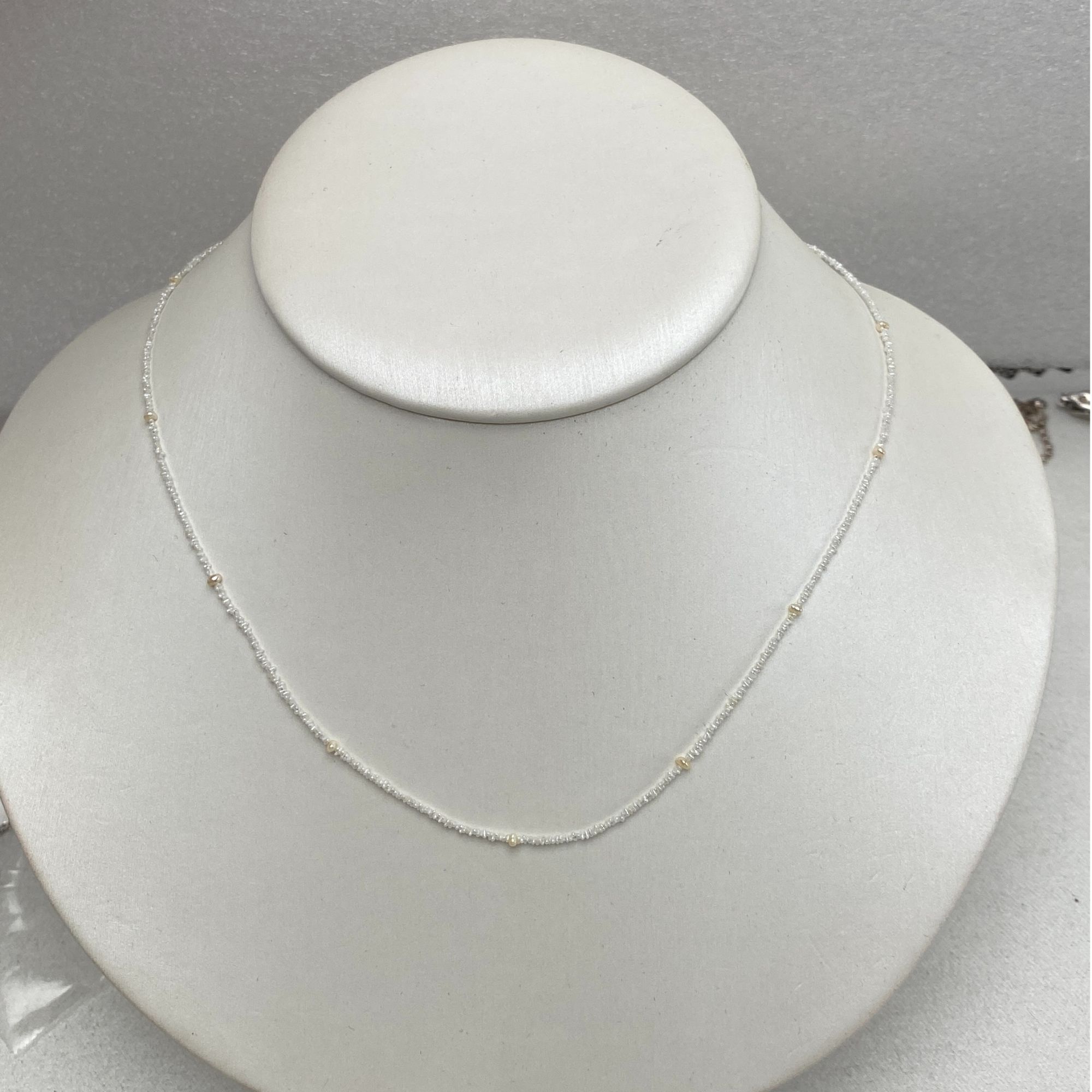 青汕黛珠宝 海水澳白keshi珍珠项链 2mm冰雪白气质高级感搭配神器