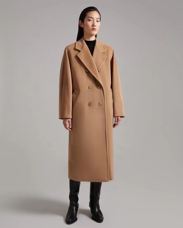 全新未使用 MaxMara 经典双面毛呢宽排扣驼色大衣女款 101801