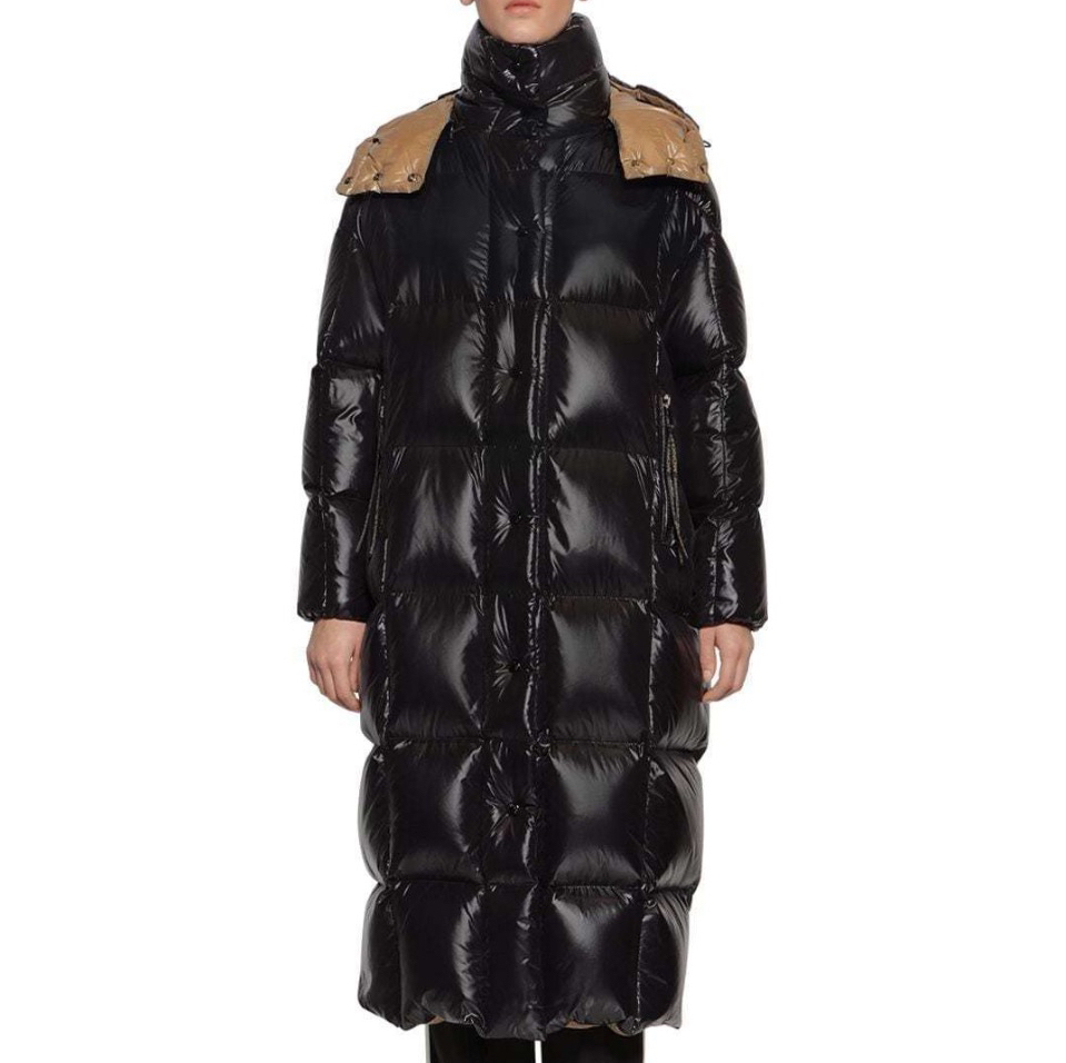 全新未使用 Moncler蒙口 Parnaiba 咖色内衬长款羽绒服 黑色女款