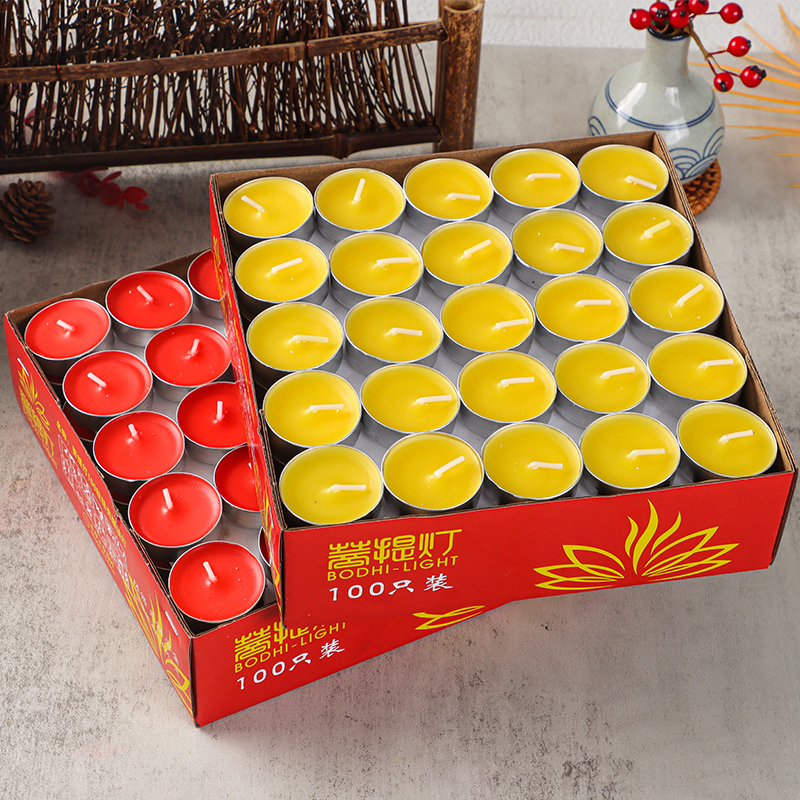 居家100粒酥油灯苏油小蜡烛圆形蜡烛家用无烟无味灯