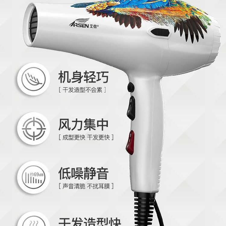 艾信吹风机8010凤凰版大功率负离子静音造型速干美发型师风筒