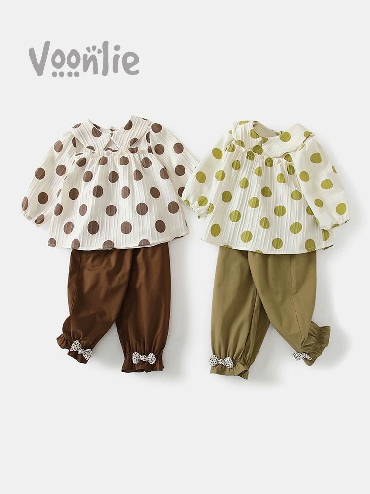 米团家拍单链接  波点 衬衫套装上衣童装碎花婴儿长袖儿童男童