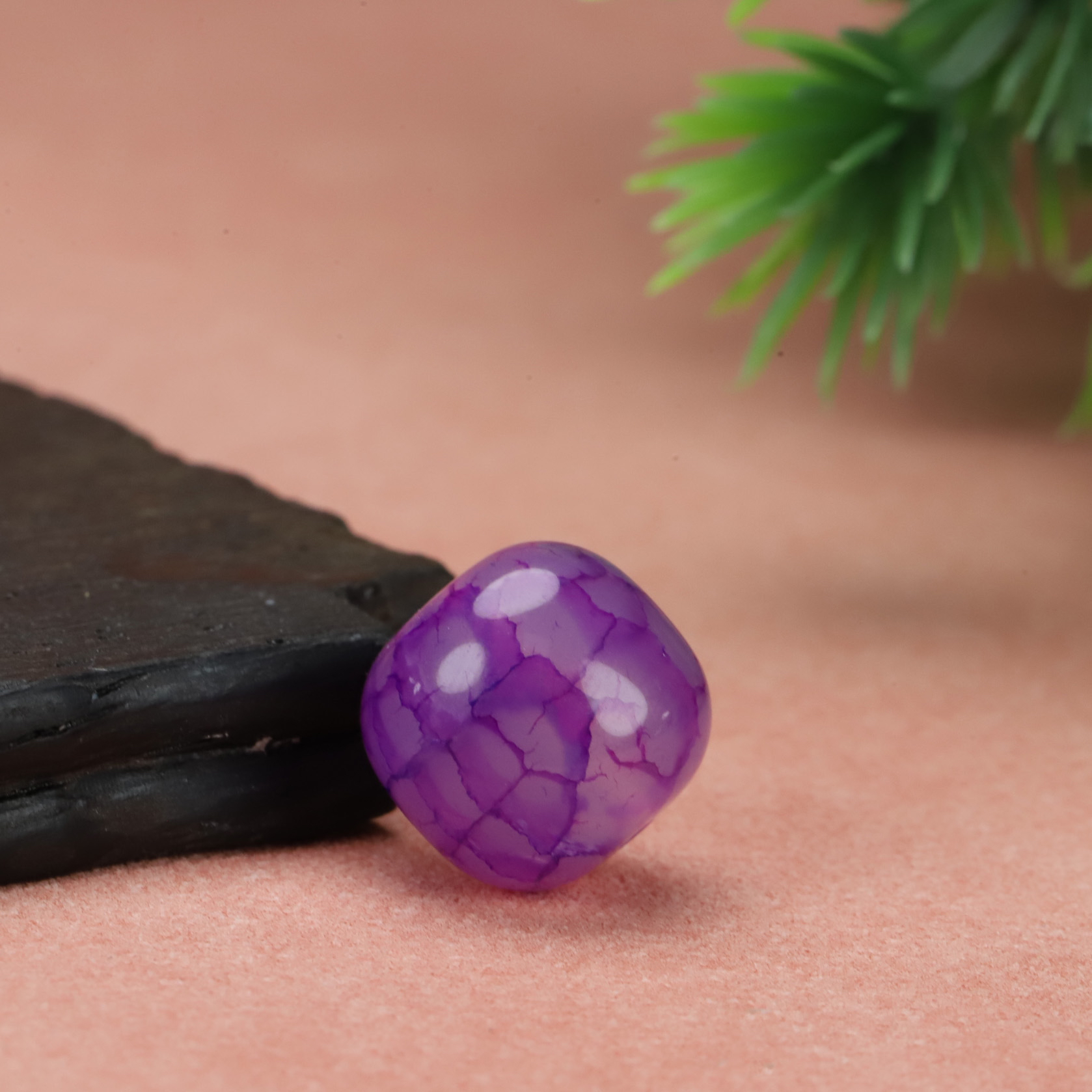 冰裂纹冰紫玛瑙玉化果冰料老型12.5x11.6mm文玩配饰百搭配饰