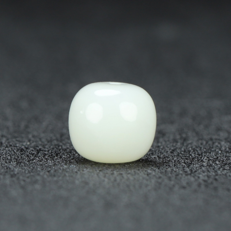 新疆和田玉白玉11x10老型文玩配饰中珠顶珠配饰拍一发一