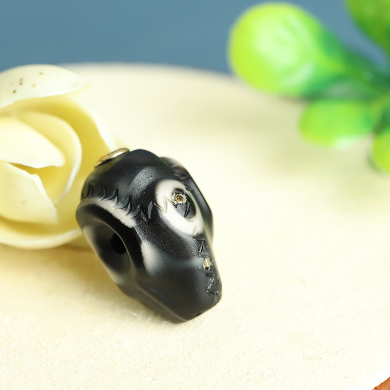 新版鲨鱼背珠改三通12+镶嵌22k复古霸气内凹防断绳设计