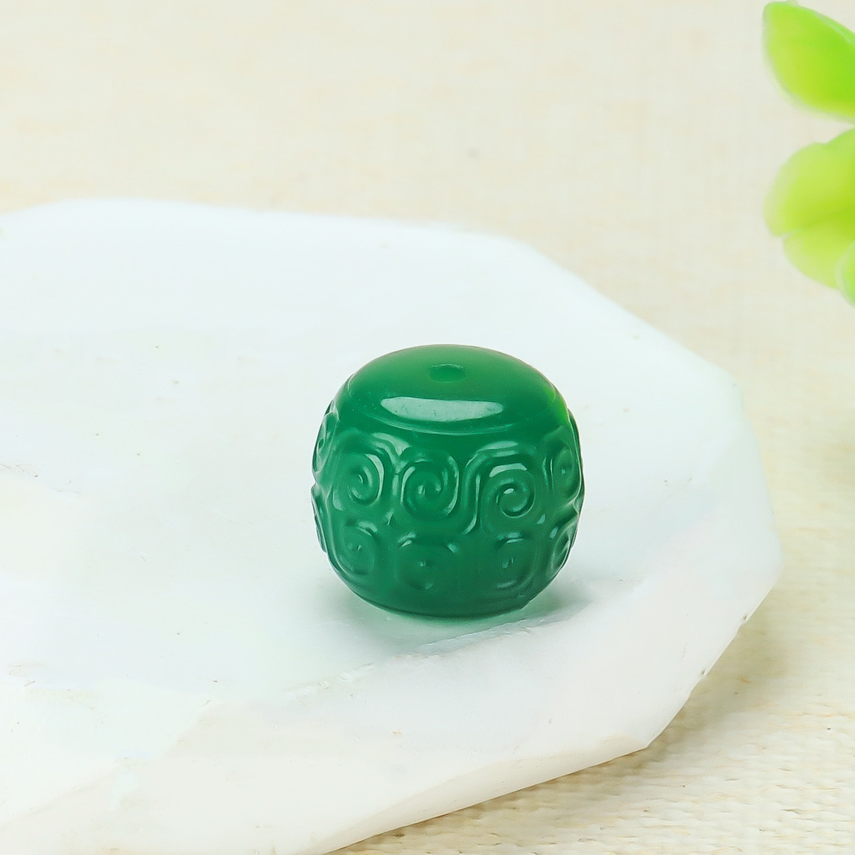 翠玛瑙苏工老型回纹珠14mm文玩配饰百搭配饰