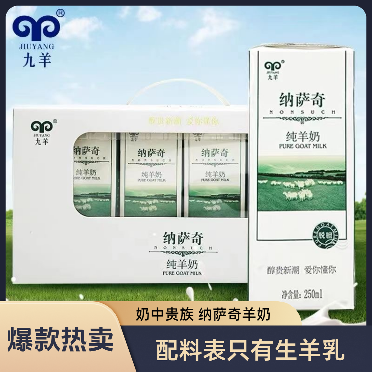九羊纳萨奇纯羊奶250ml*12盒新鲜羊奶儿童营养早餐奶中老年山羊奶