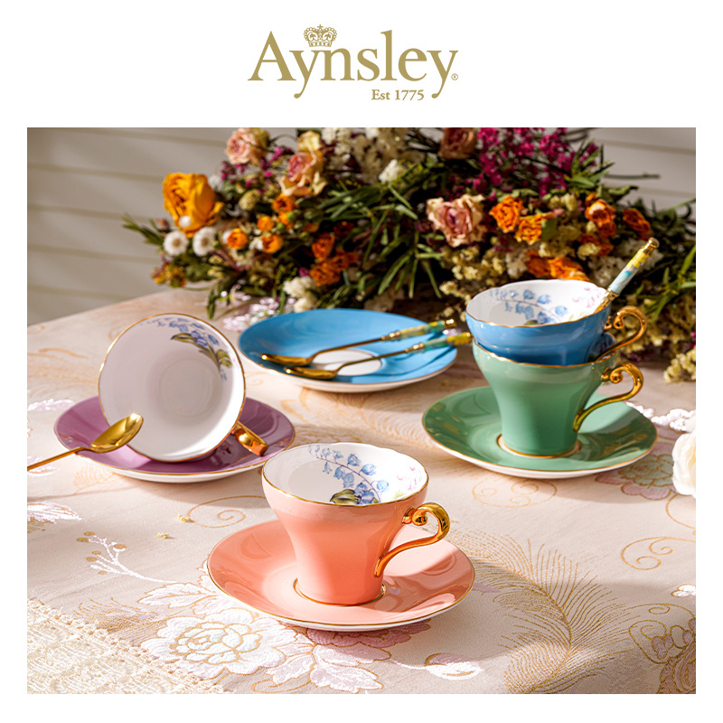 Aynsley安斯丽【铃兰色釉小蛮腰】咖啡 杯 欧式高档骨瓷咖啡杯碟