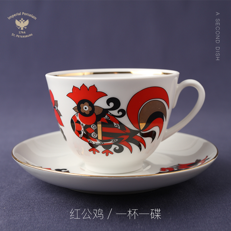 LOMONOSOV俄皇鸡民族饰物陶瓷瓷片