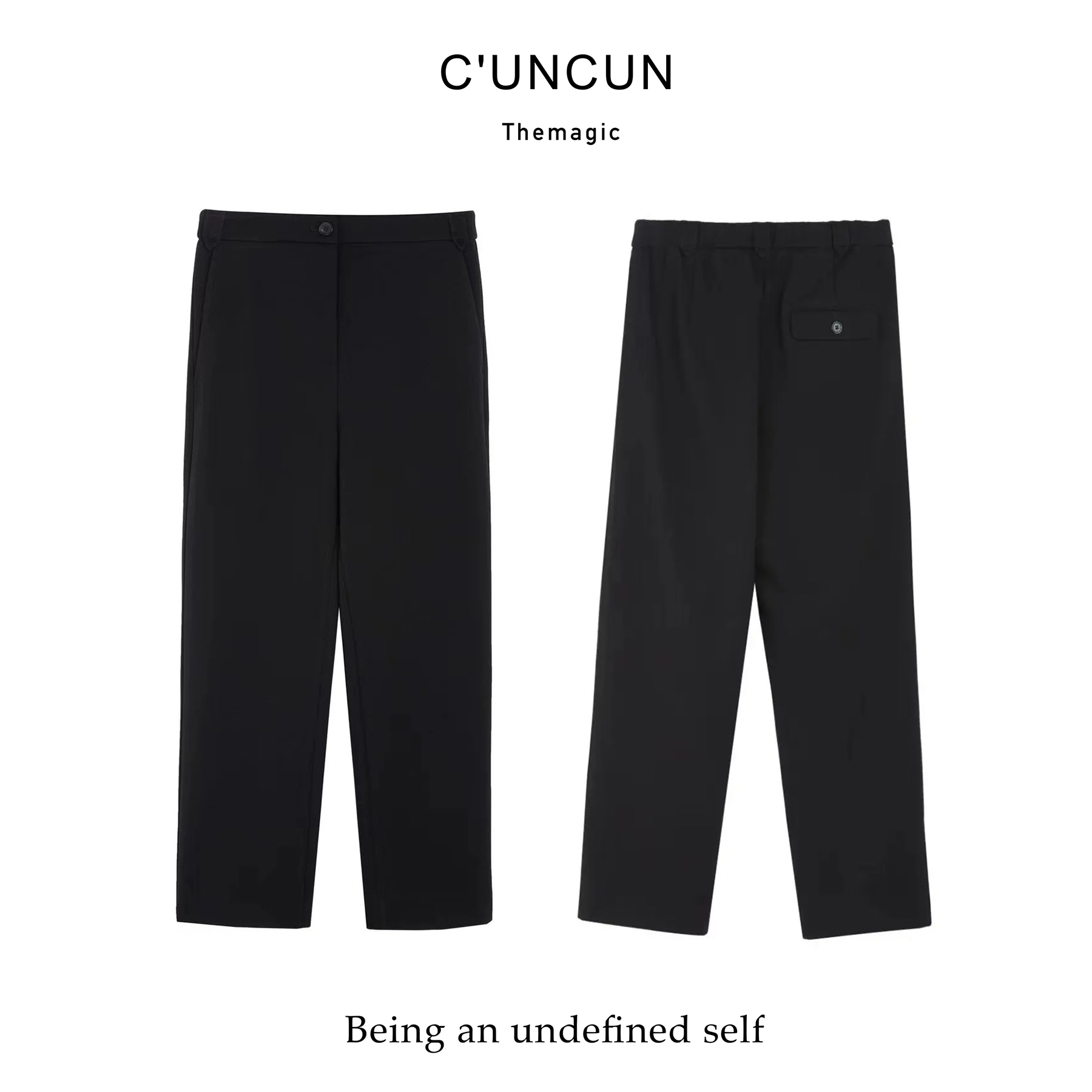 【村村CUNCUN】 秋冬新款百搭松紧腰加绒显瘦小直筒九分裤 