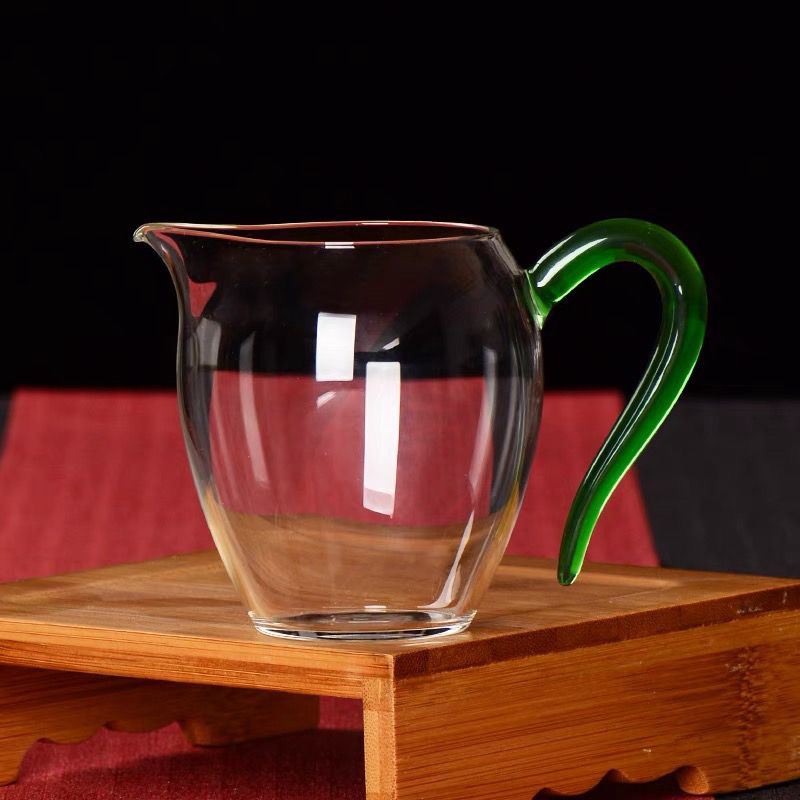 绿色手工家用公道杯加厚耐热分茶器高档透明公杯