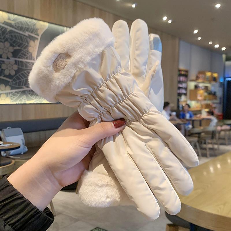 手套女冬天加绒加厚保暖防寒风骑行电动车秋冬季学生滑雪手套女士