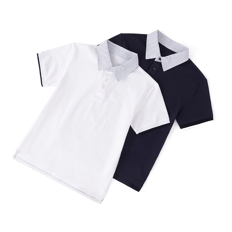 中小学生白色园服班服幼儿园t恤儿童校服男童女童短袖TPOLO衫男孩