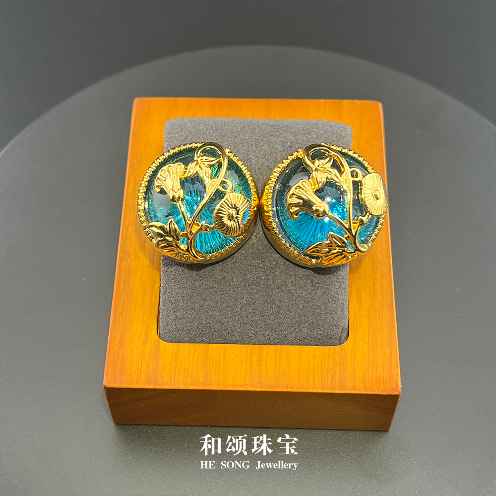 铜合金耳饰 绿色耳钉