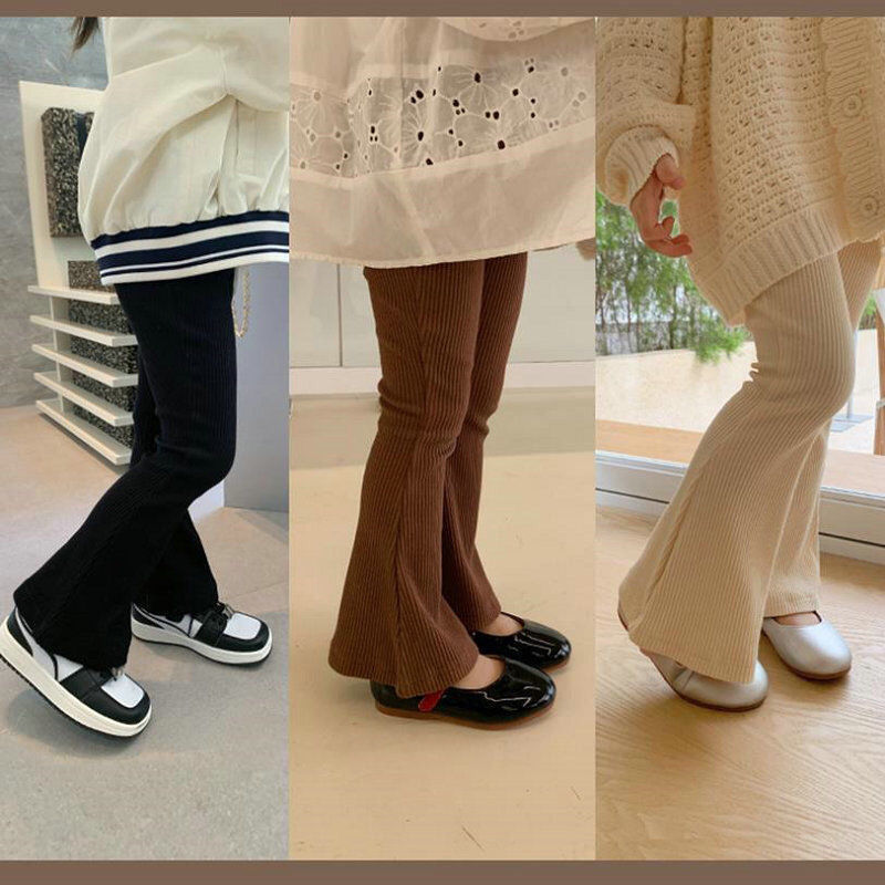 巴巴童装女童裤子春秋季2023新款韩版儿童喇叭裤时髦洋气女宝宝夏