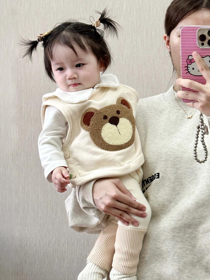 巴巴童装ins韩版秋冬装婴儿可爱卡通加绒马甲背心上衣男女宝宝洋
