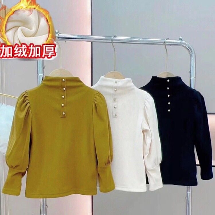 巴巴童装女童儿童打底衫洋气宝宝秋冬加厚冬季童装秋装加绒打底衫