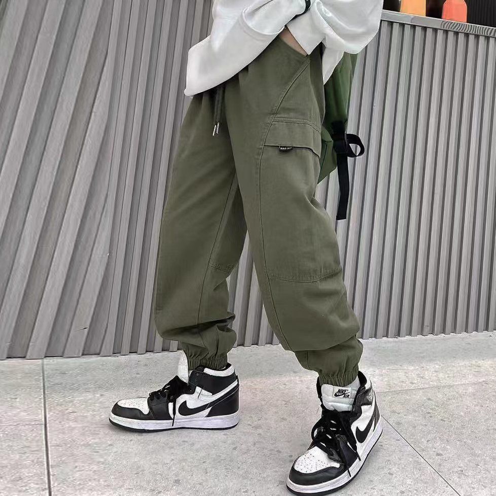 巴巴童装男童裤子2023春季新款男童工装裤宽松休闲中大童春款长裤