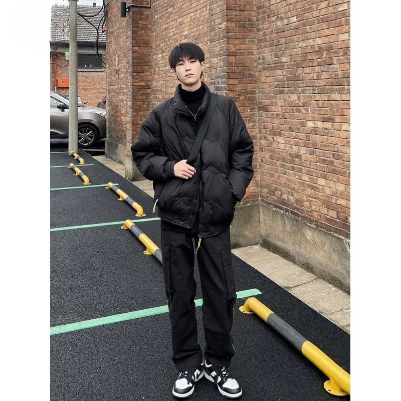 2023新款4cm2023冬季纯色加厚立领衣男宽松百搭袄休闲羽服服外套
