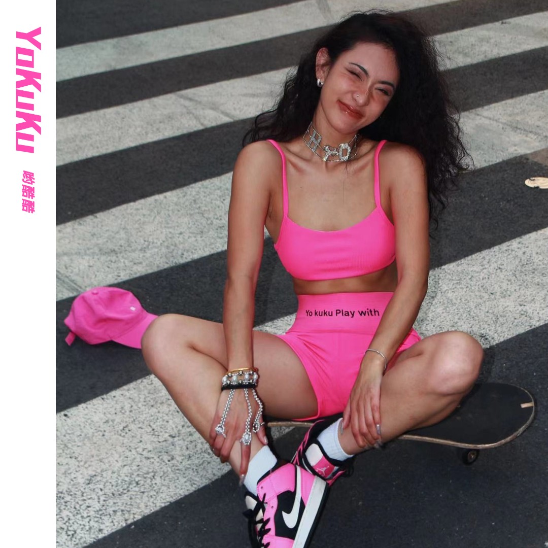 哟酷酷芭比美学背心短裤内搭刺绣外穿叠穿的美背吊带背心性感泳装