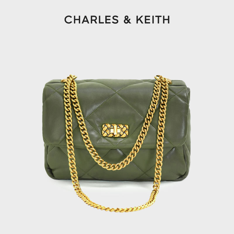 CHARLES & KEITH【会员专享】菱格单肩斜挎腋下包软包女20270770